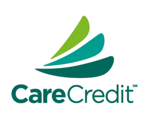 CareCredit logo with layered leaf design in green and teal colors